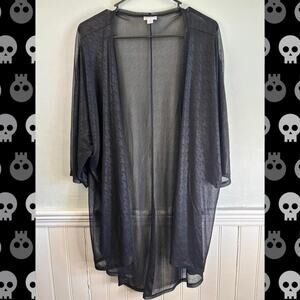LuLaRoe Sheer Black Kimono Cardigan | Size L | Lightweight Duster Layering Piece